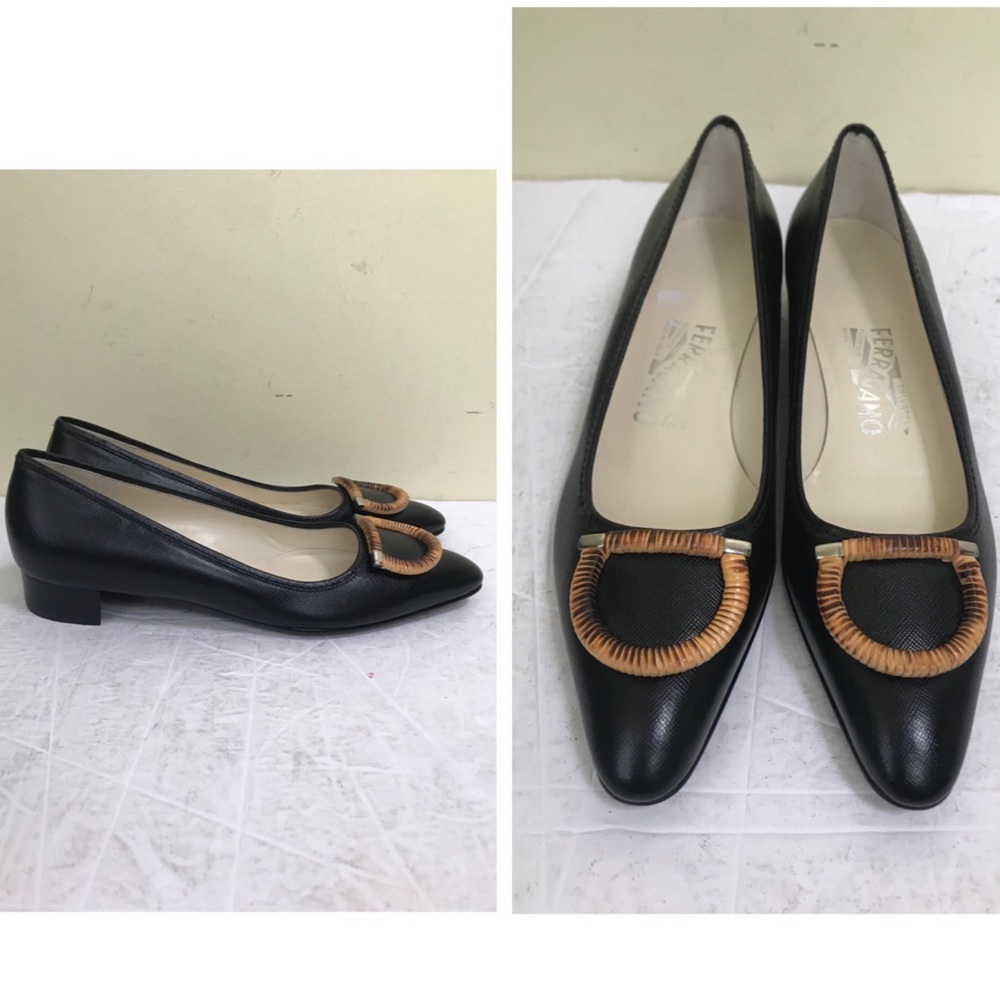 Salvatore Ferragamo NEW Amedea Unique Leather Designer Logo Shoes Ballet Flats